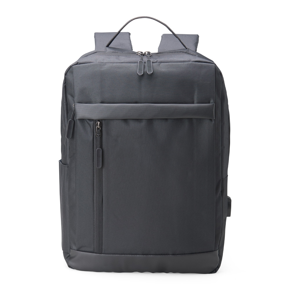 Mochila de nylon com det. em couro sint