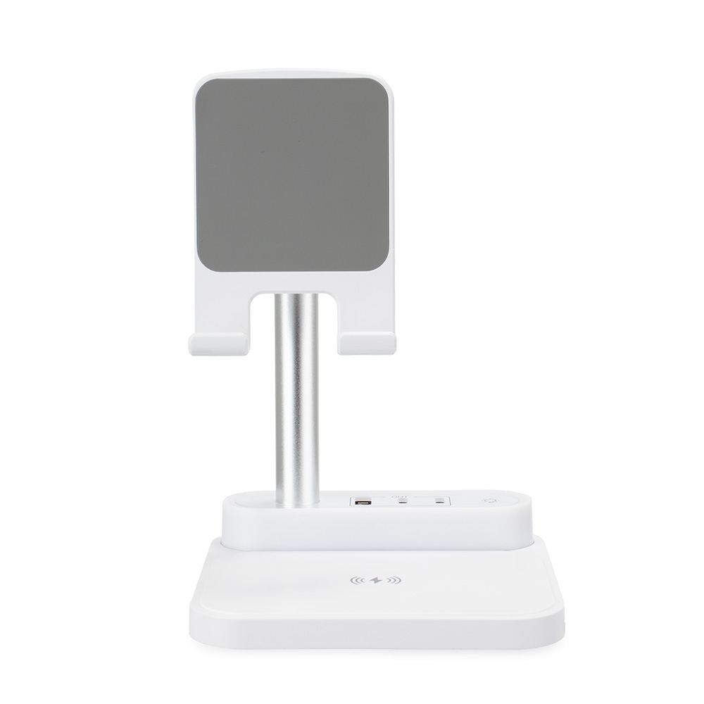 Base de carregamento com suporte celular e luminária