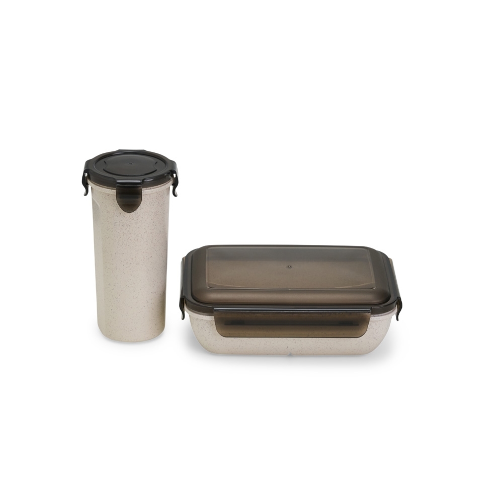 Kit copo e marmita fibra de bambu