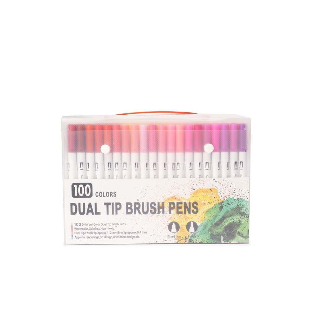Kit canetinhas ponta dupla com 100 cores