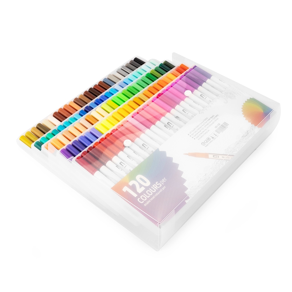 Kit canetinhas ponta dupla 120 cores