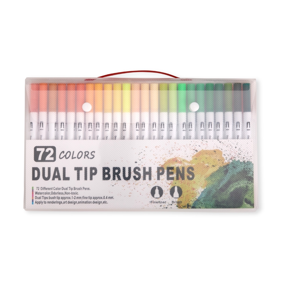 Kit canetinhas ponta dupla 72 cores