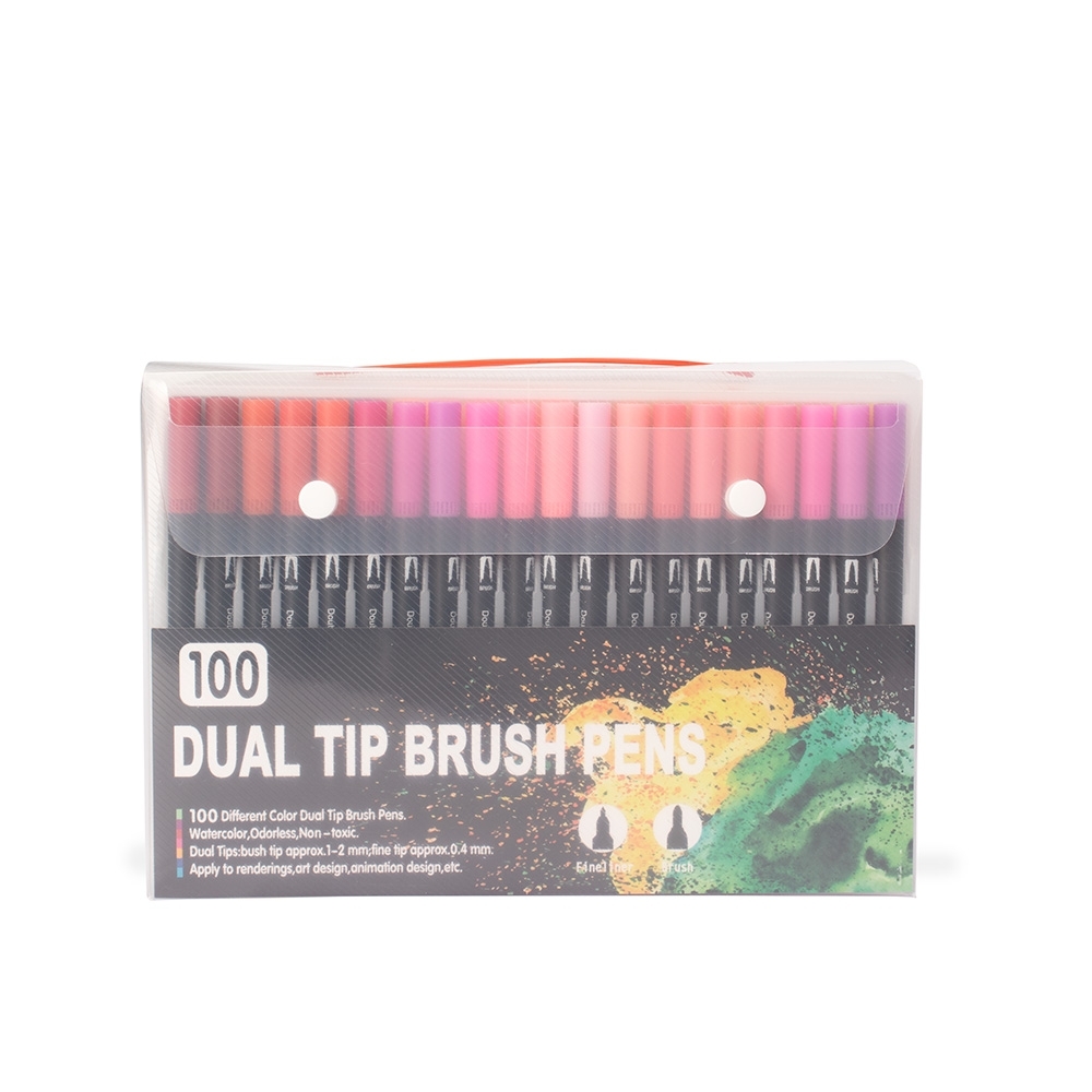 Kit canetinhas ponta dupla 100 cores