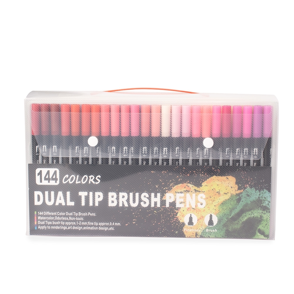 Kit canetinhas ponta dupla 144 cores