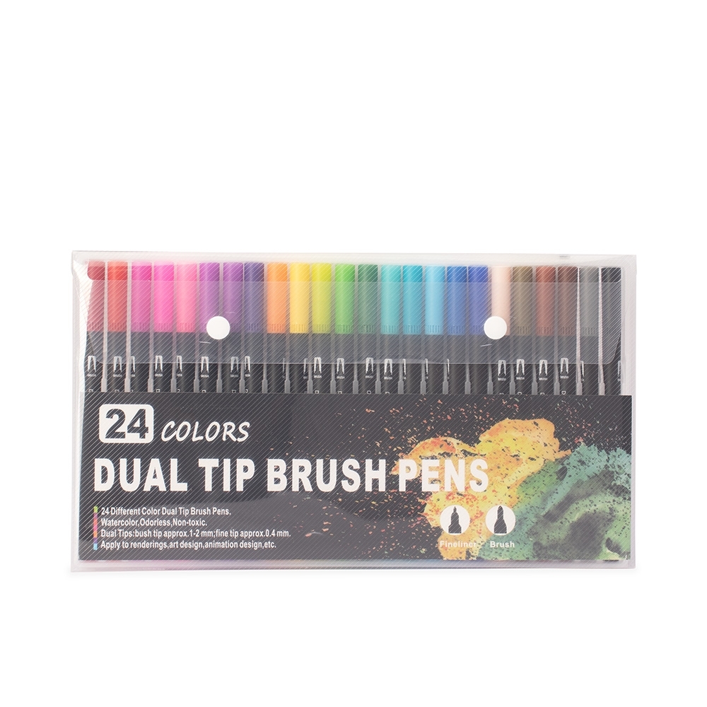 Kit canetinhas ponta dupla 24 cores