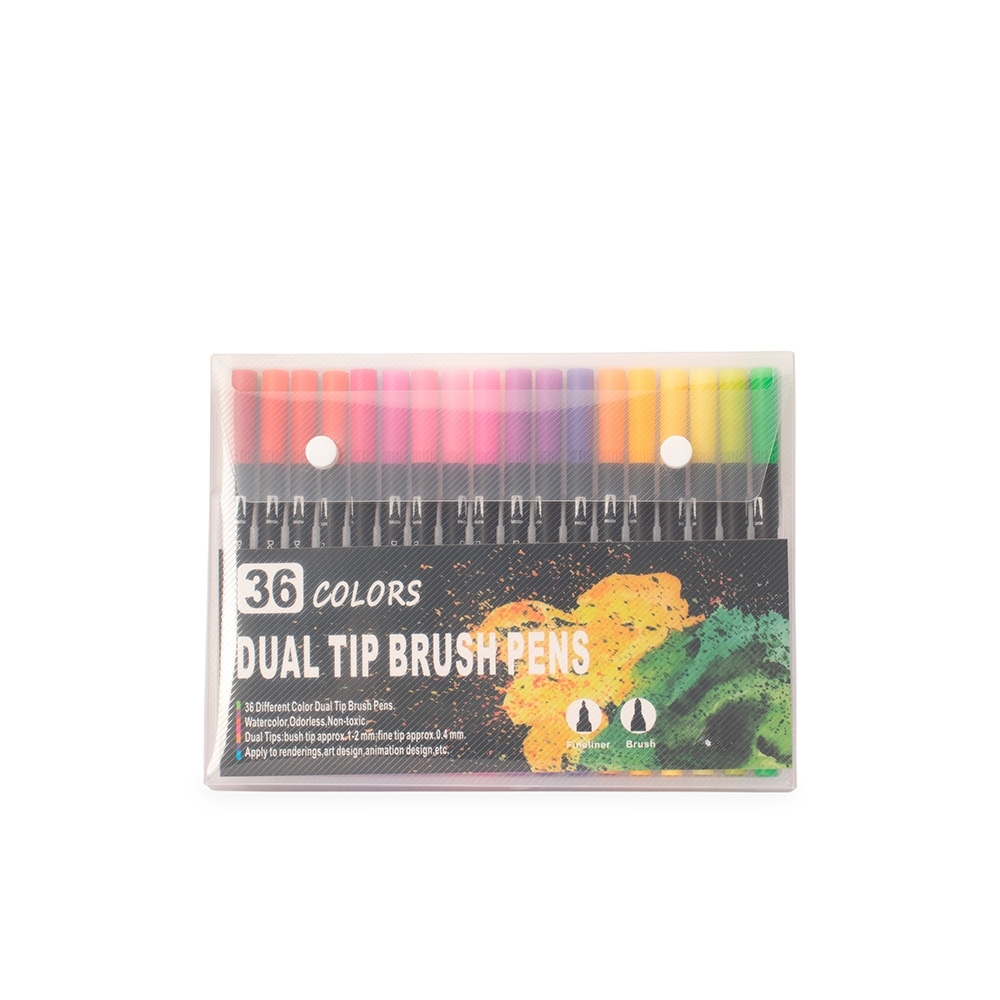 Kit canetinhas ponta dupla 36 cores