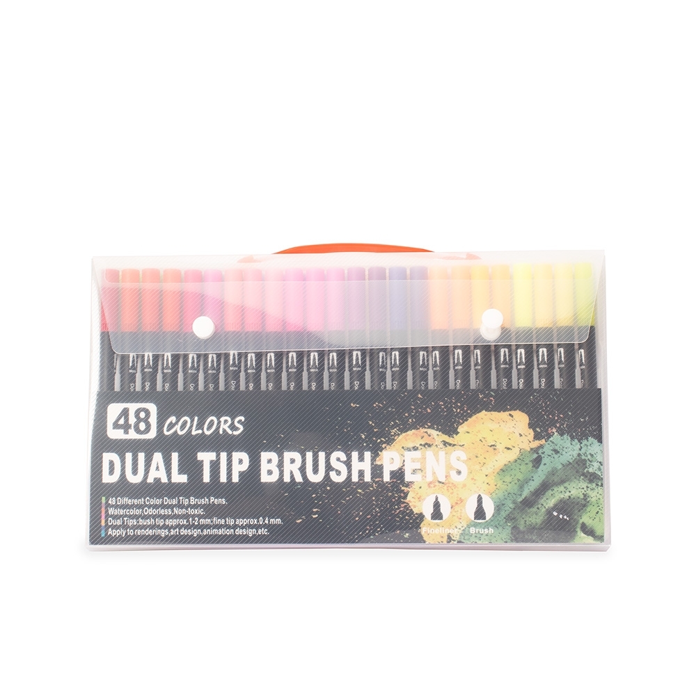 Kit canetinhas ponta dupla 48 cores
