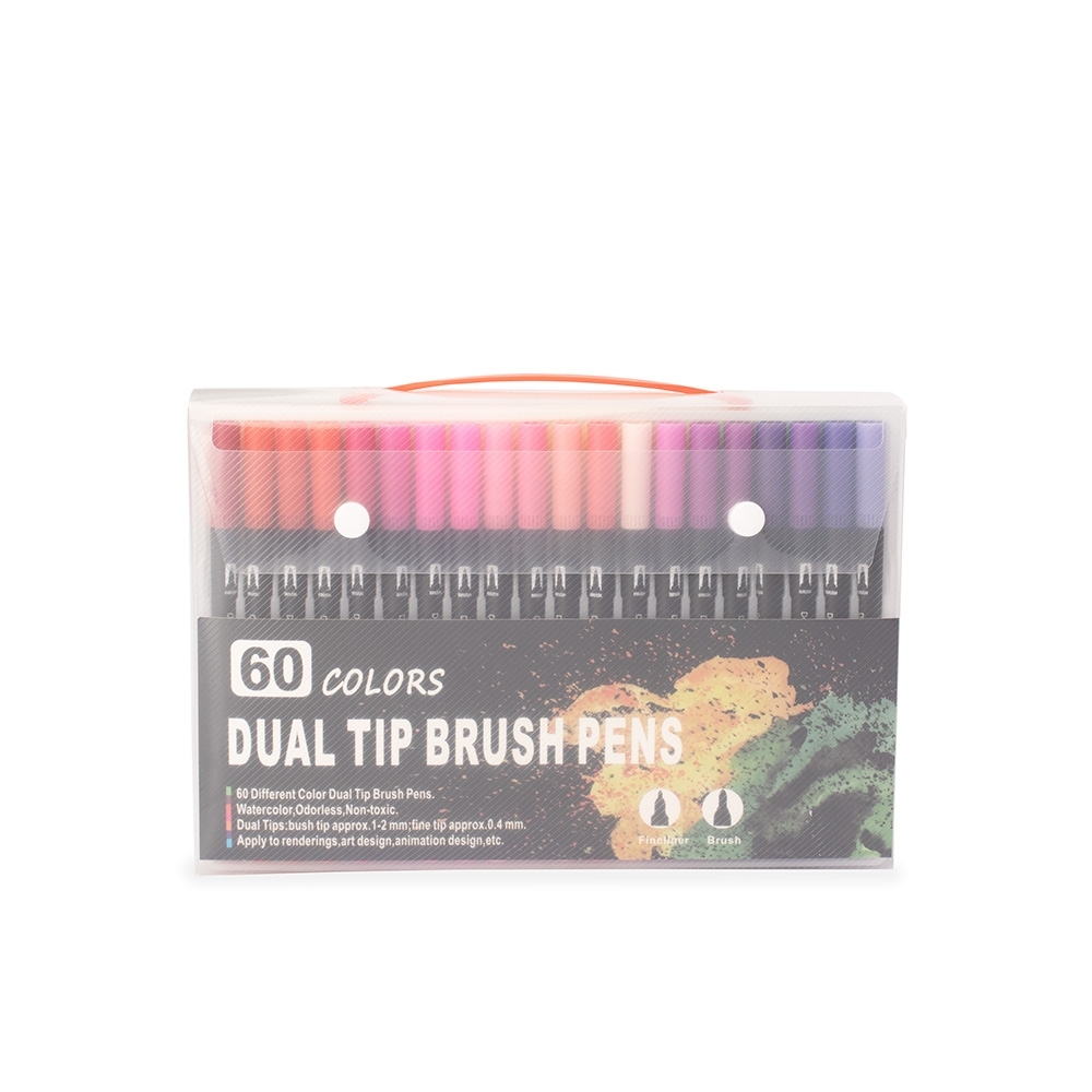 Kit canetinhas ponta dupla 60 cores