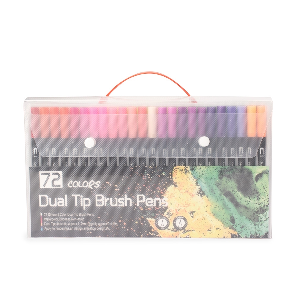 Kit canetinhas ponta dupla 72 cores