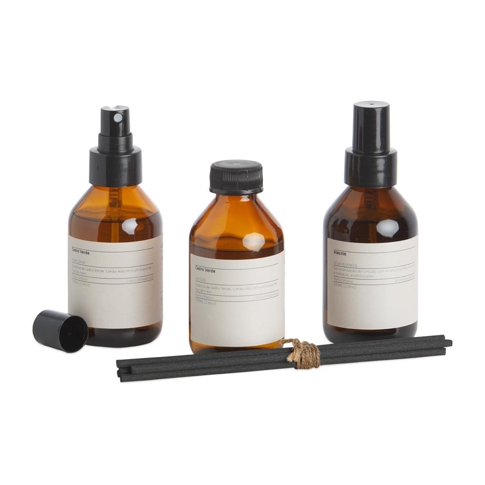 Kit c/ 3 aromas p/ ambientes cedro verde