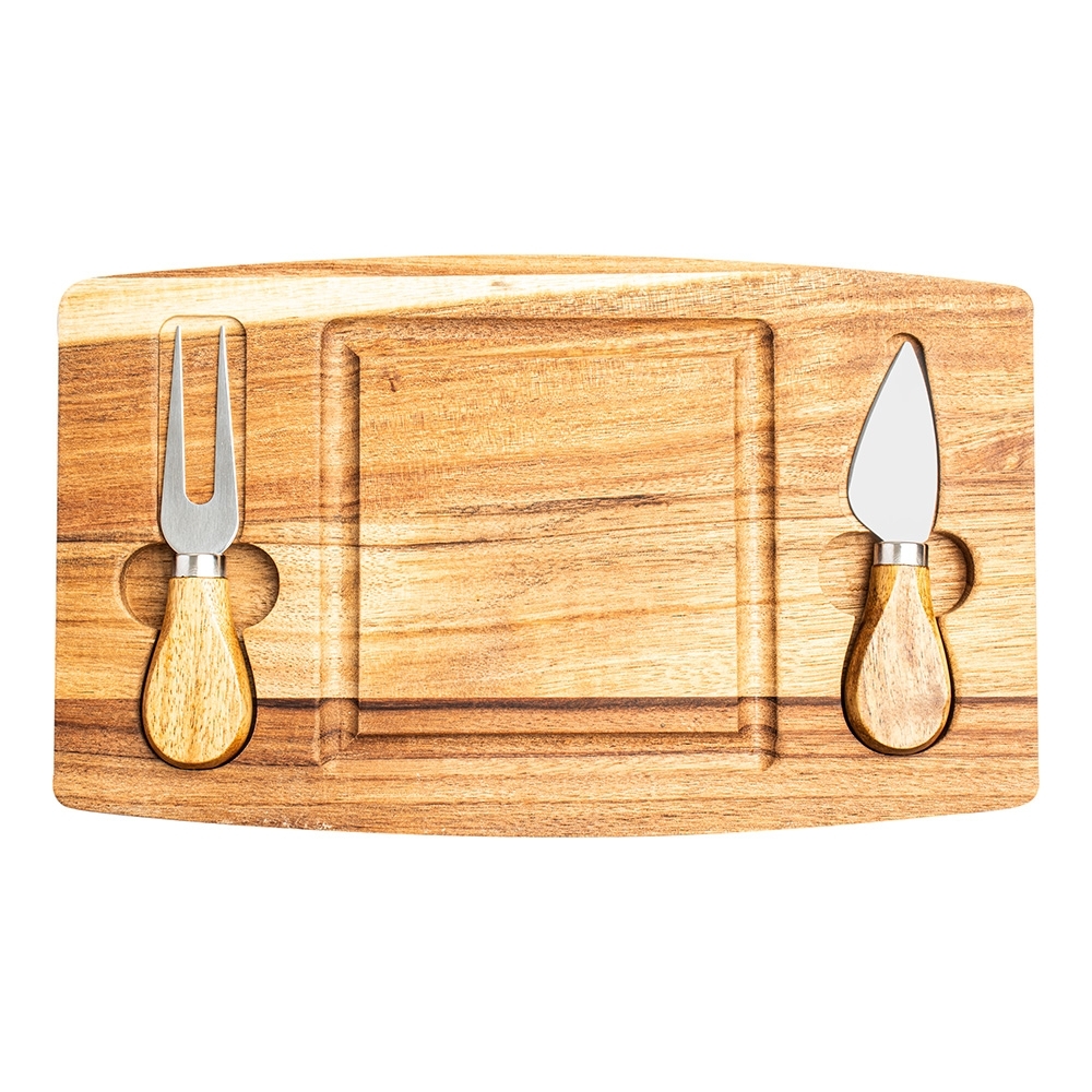 Kit queijo 2 pçs + tábua quadrada